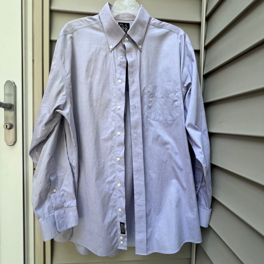 Jos‎ A Bank Mens Traveler Collection Dress Shirt Lavender Purple 16.5 34 Cotton
